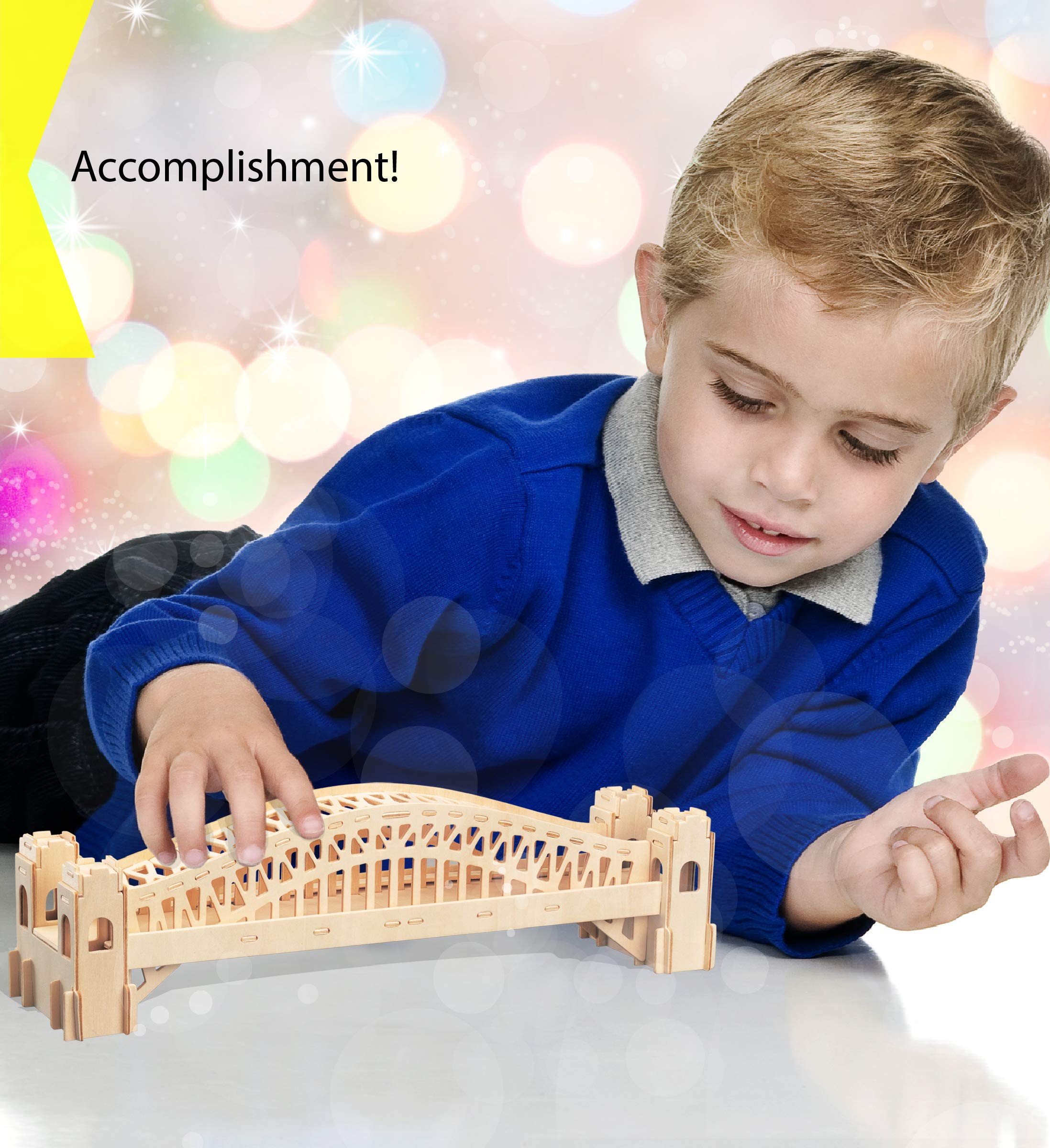 Puzzled Sydney Bridge 3D Wooden Puzzle Model Kit - Fun and Education Wooden Building Kits for Kids, DIY Wooden Puzzle Toy Bridge Model Construction Kit, Cool Architecture Gifts for Kids - 55 Pieces - Image 6