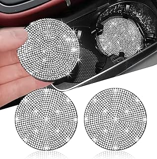 NBTEPEM Bling Crystal Rhinestone Car Cup Holder Coasters (2-Pack)