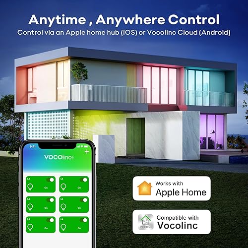 Miniatura 3 de VOCOlinc Bombilla inteligente funciona con Apple Homekit, Alexa, Google Home, bombillas LED WiFi que cambian a todo color, 850 lúmenes regulables,
