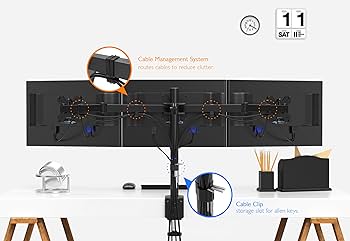 BONTEC Uchwyt na 3 Monitory Biurkowy 13-24 cale, VESA 75x75