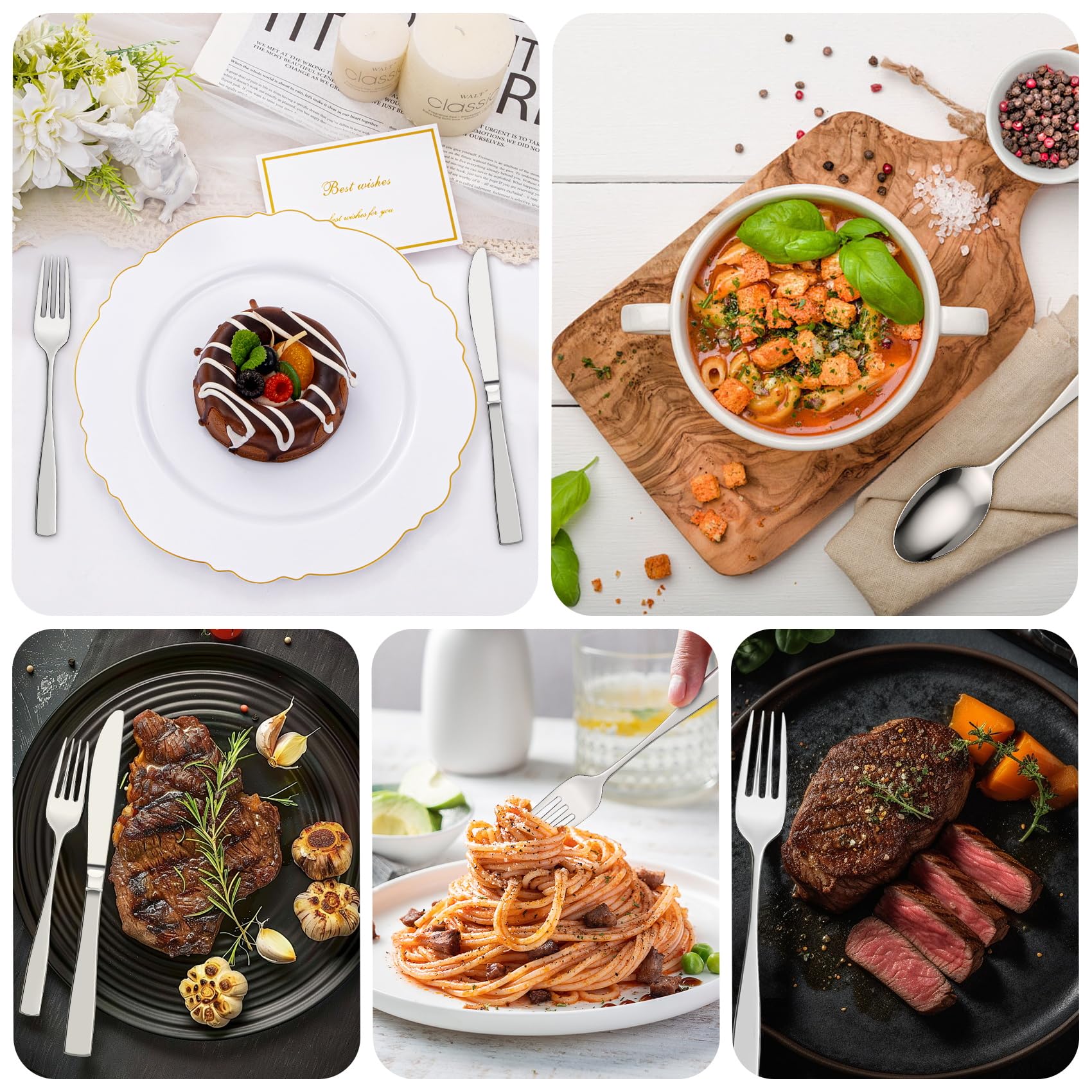 500-teiliges Besteck Set für 100 Personen,Edelstahl Besteck mit Steakmesser,Rostfreies Spülmaschinenfestes Essbesteck Set,Tafelbesteck Hochglanzpoliert,für Zuhause Grillen Party Camping