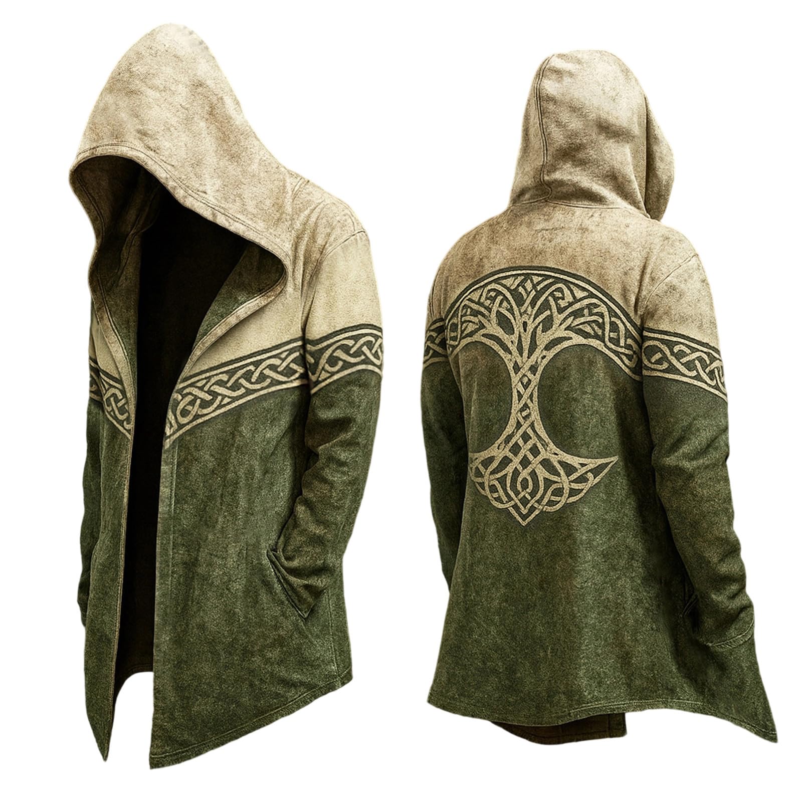 Chaqueta de moto de moda estilo cárdigan medieval con capucha 4