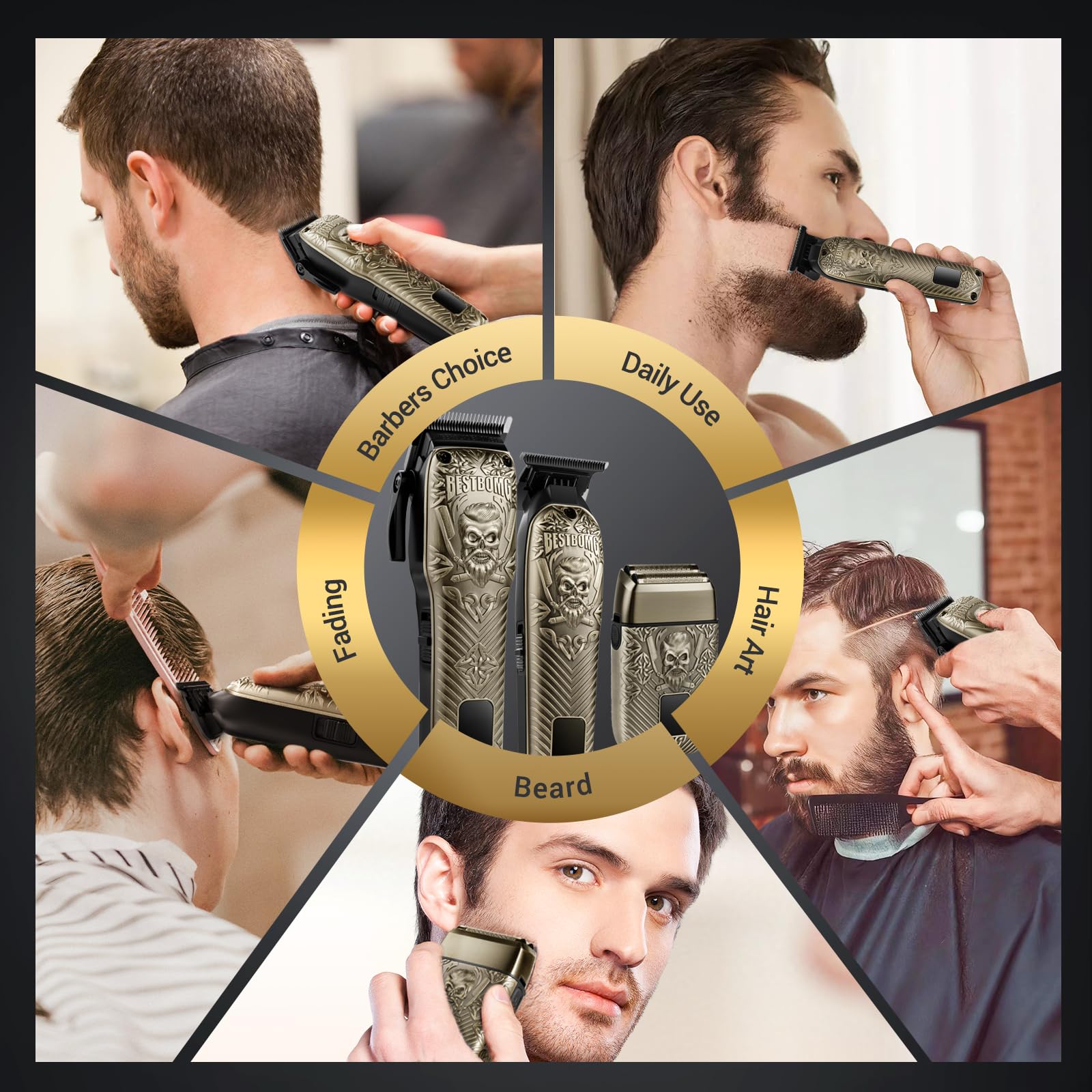 BESTBOMG Haarschneidemaschine Haarschneider Profi Herren Elektrorasierer, Haartrimmer Bartschneider Barttrimmer Präzisionstrimmer Langhaarschneider Folienrasierer Männer