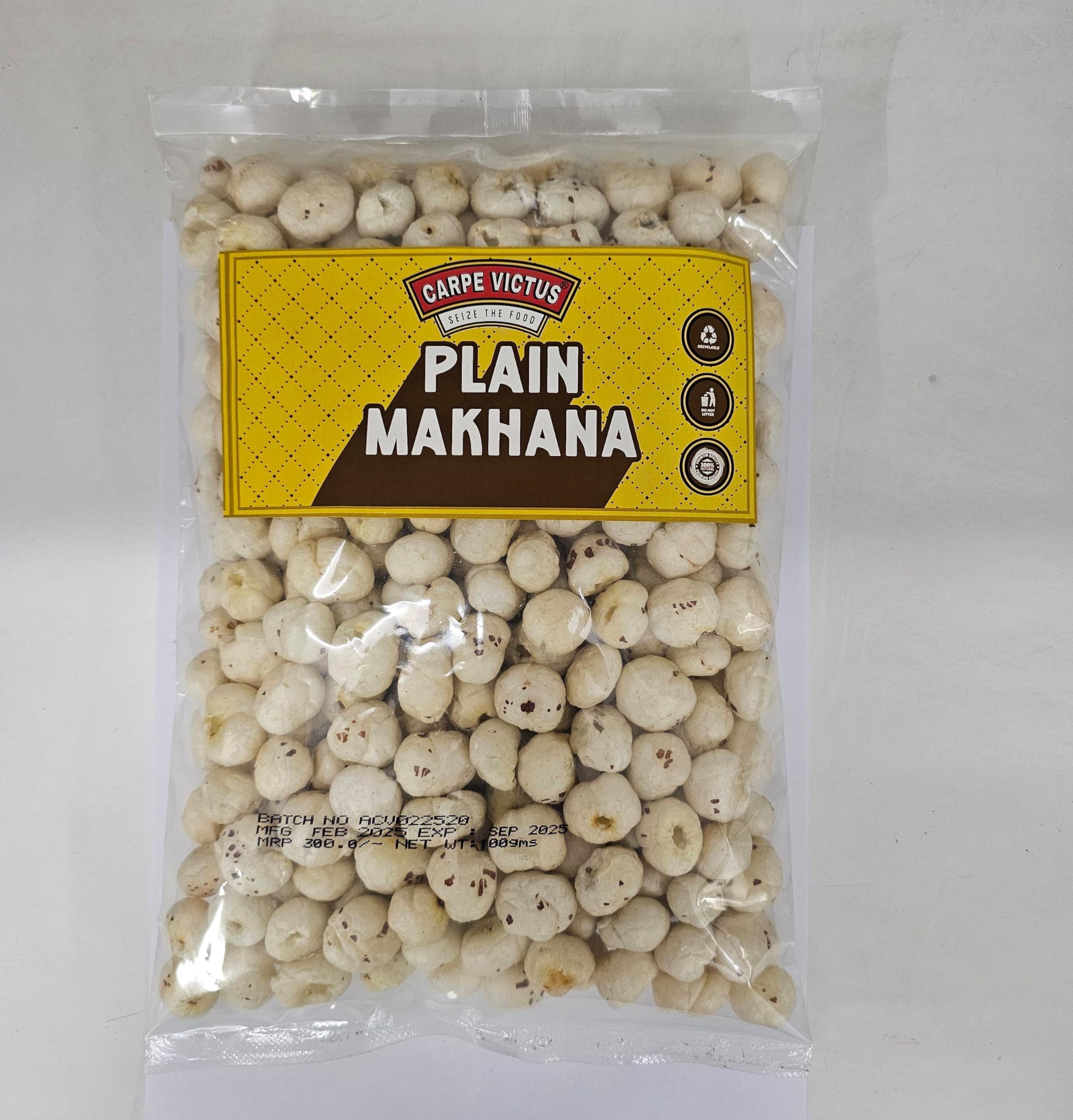 Carpe Victus Raw Plain Phool Makhana - 1 Kg Fresh Fox Nuts, Ready to Cook Foxnuts, Raw Popped Lotus Seeds Makhanas, Healthy Snacks