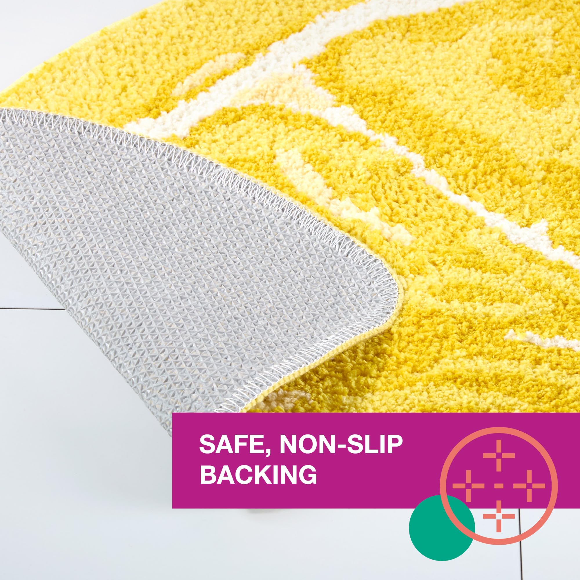TOWN & COUNTRY PLAY Citrus Slice Tapis de Bain en Forme de Demi-Cercle, Tapis de Sol touffeté Absorbant, Dos antidérapant, Lavable en Machine, Jaune, 88,1 x 46 cm