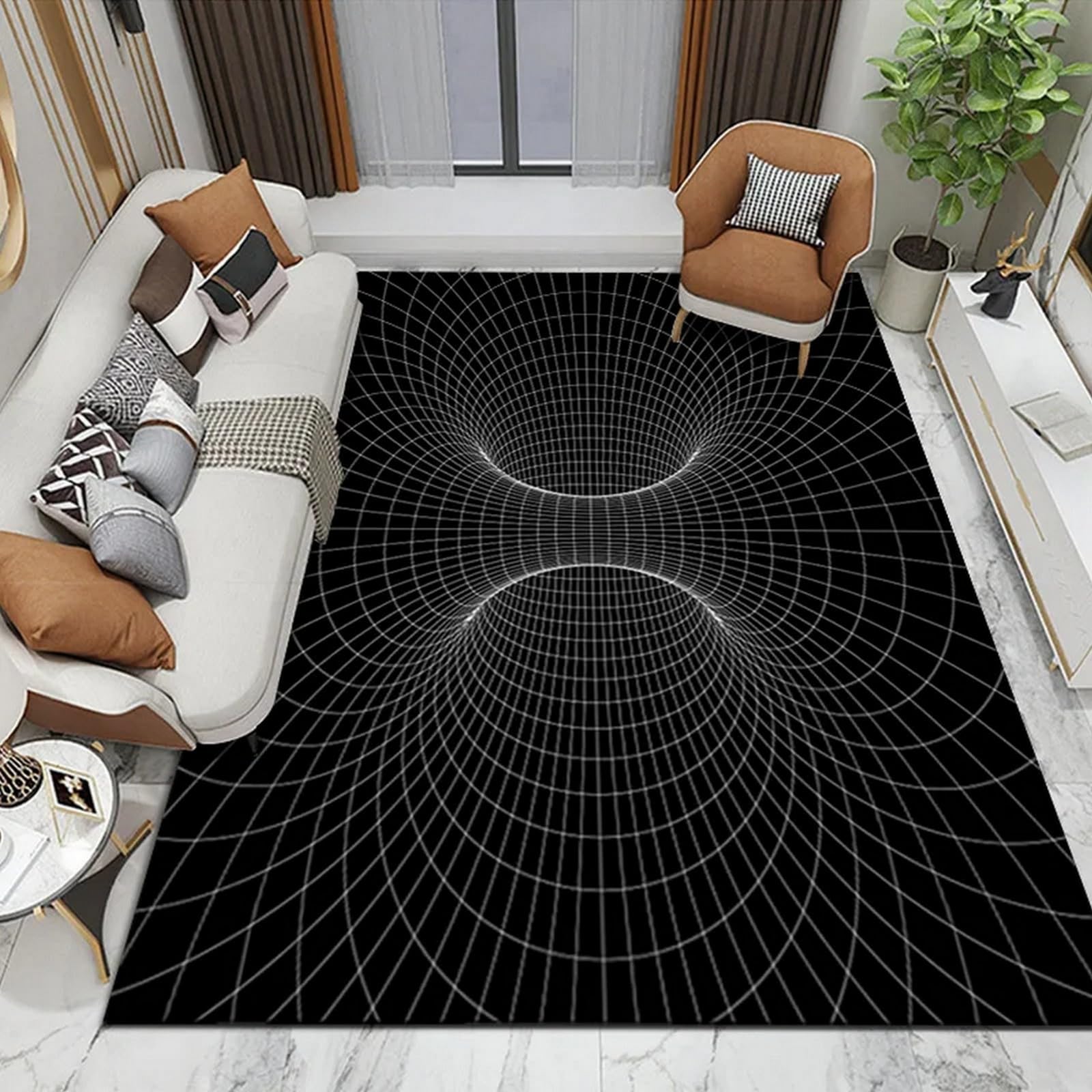 Morbido Tappeto Per La Cameretta Dei Bambini Con Stampa 3D Rettangolo Geometrico Di Illusione Ottica 180 X 280 Cm - Tappeto Antiscivolo A Pelo Corto - Lavabile - Antimacchia, Non Perde Peluc -6C9F1R2A