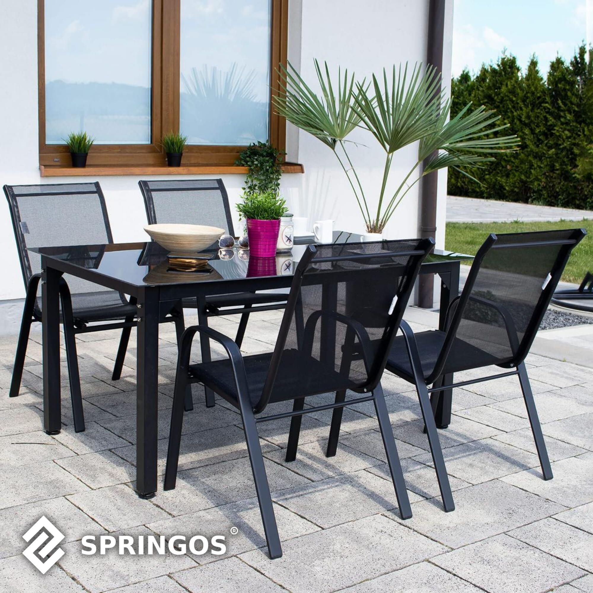 SPRINGOS Set di 2 sedie da giardino – poltrone da balcone resistenti alle intemperie per terrazza ed esterni – mobili da giardino design