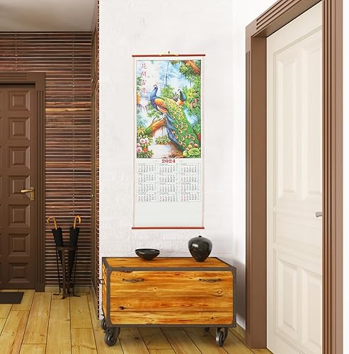 Miniatura 5 de Calendario de año nuevo chino 2024, calendario del año del dragón, 30 x 12.5 pulgadas, calendario chino de pared para escuela, hogar, oficina, buena