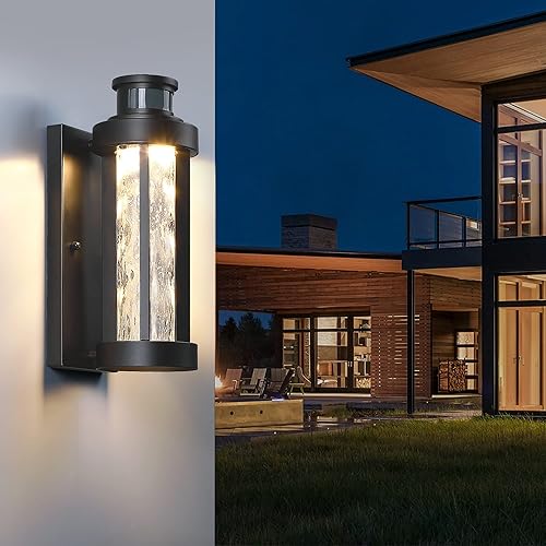 Miniatura 2 de Luz de pared exterior con sensor de movimiento lámpara exterior de atardecer a amanecer lámpara de pared para exteriores vidrio de agua transparente