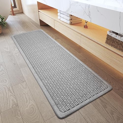 Miniatura 41 de Alfombra de baño de medio círculo, alfombras de baño finas para debajo de la puerta, de secado rápido, antideslizante, lavable, con respaldo de