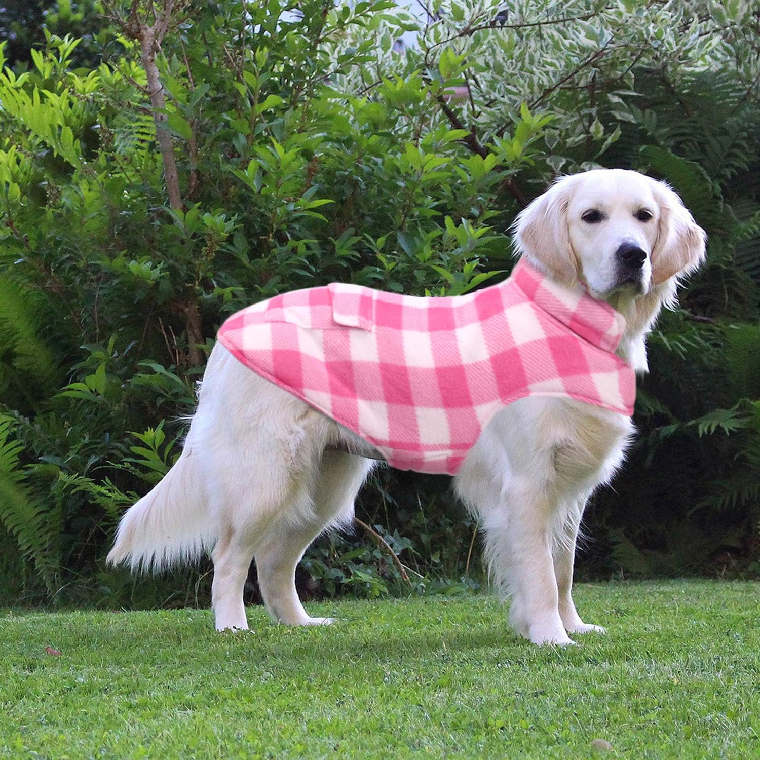 ASENKU Dog Winter Coat, Dog Fleece Jacket Plaid Reversible Dog Vest Waterproof Windproof Cold Weather Dog Clothes Pet Apparel for Small Medium Large Dogs (S, Pink) : Pet Supplies