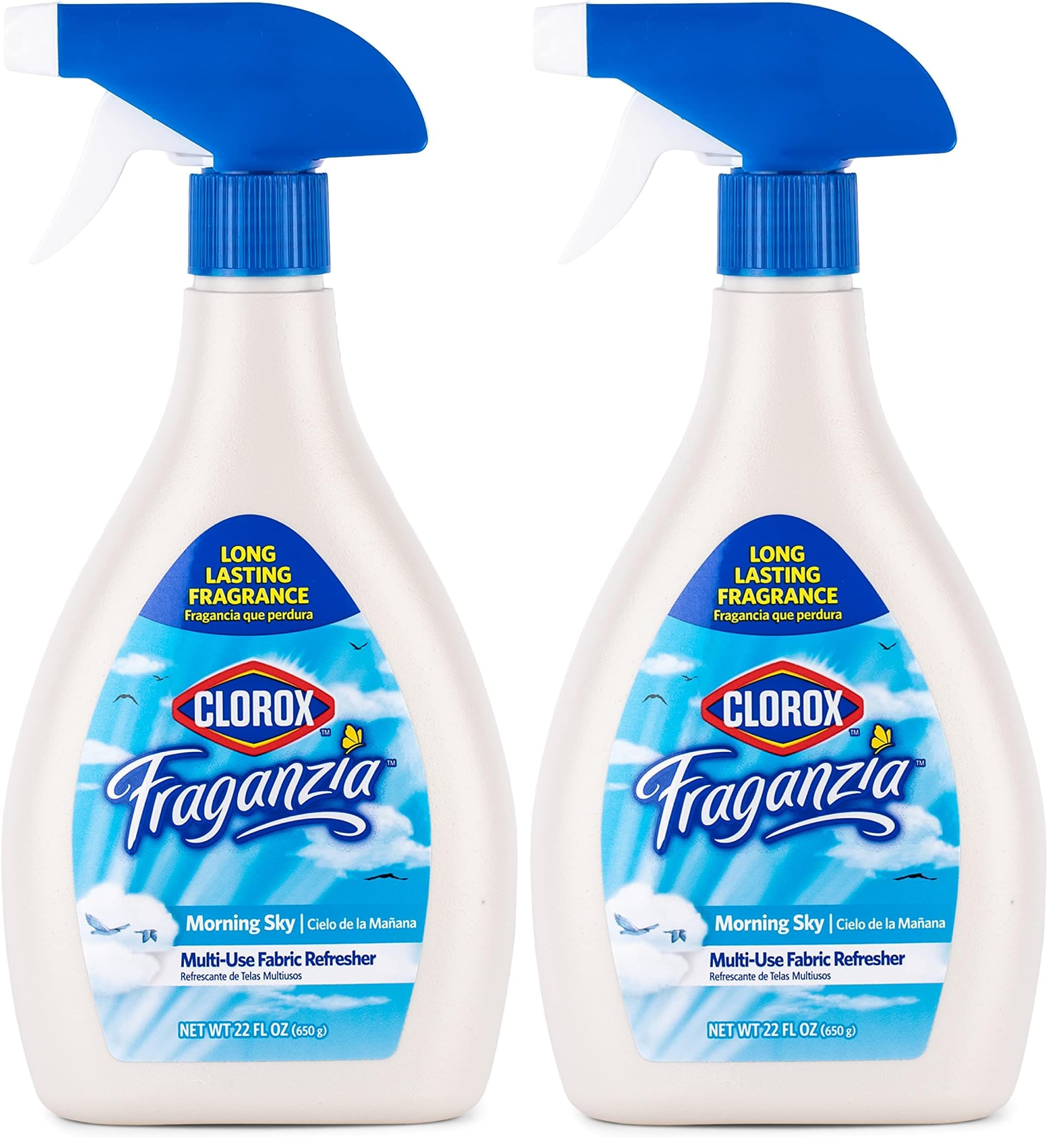Clorox Fraganzia Refresher Spray 22oz Morning Sky | Multi-Use Fabric Refresher Spray in Morning Sky Scent | 22 Ounce Fabric Spray, Room Freshening Spray (Pack of 2)