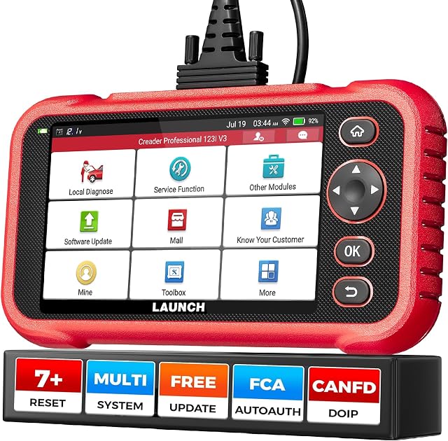LAUNCH CRP123I V3.0 Elite OBD2 Outil de diagnostic du scanner,2026 Moteur de mise à jour libre à vie ABS SRS Scanner de voiture de transmission,Huile/Brake/BMS/SAS/DPF Reset/ABS Saignement/Adaptation des gaz,FCA SGW,CANFD & DOIP