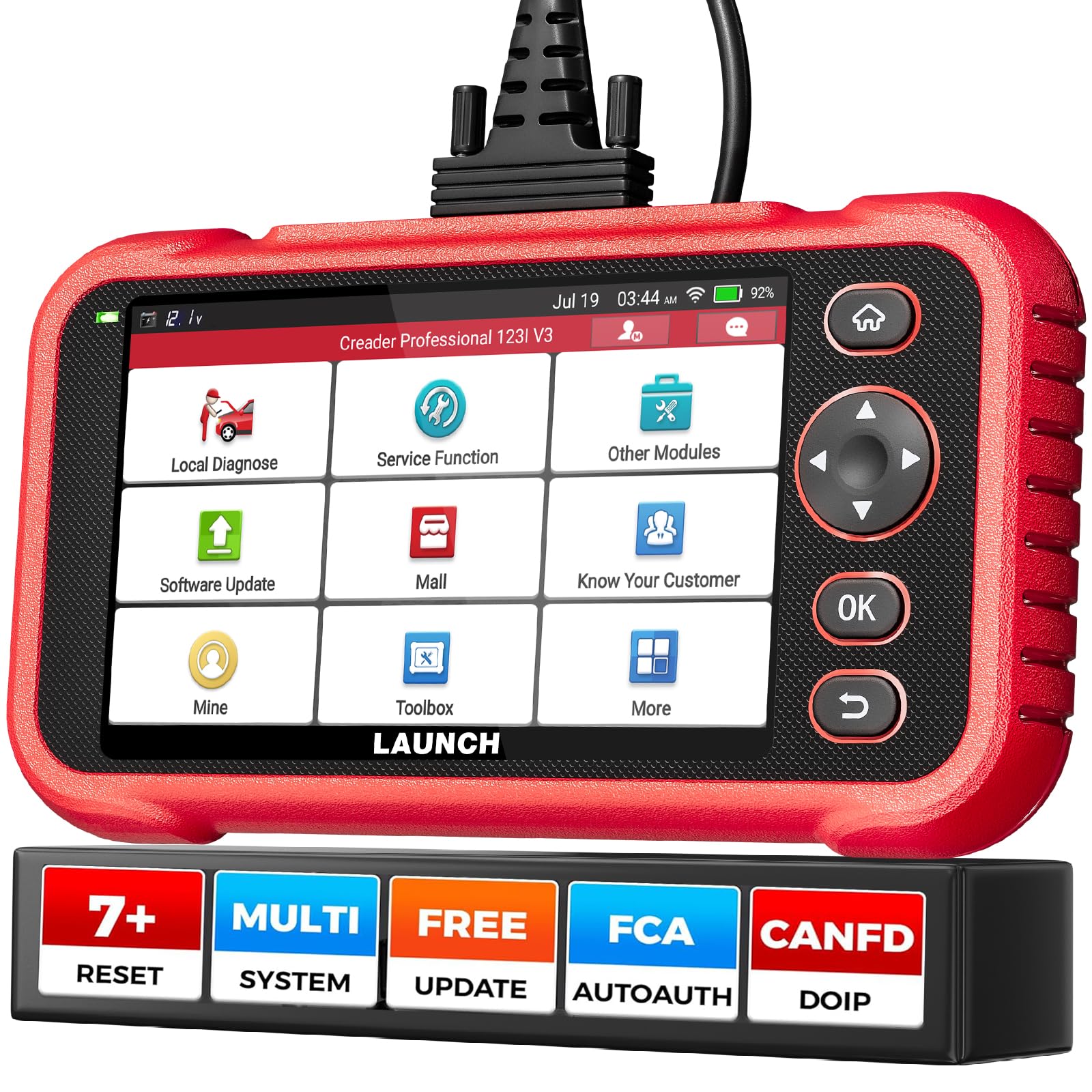 OBD2 Scanner CRP123I V3.0 Elite, 2026 Lifetime Free WiFi Update Scan Tool, FCA SGW, CANFD&DoIP, SAS/Throttle/Brake/BMS/DPF/Oil/ABS Service Multi Systems Car Scanner, Battery Test, Auto VIN