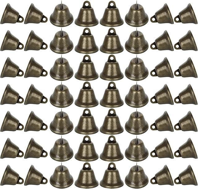 JMIATRY 60 Pcs Antique Bronze Vintage Jingle Bells, 38mm Vintage Bronze Craft Jingle Bells, Mini Hanging Bells for Christmas Decorations, DIY Craft, Wind Chimes, Dog Potty Training
