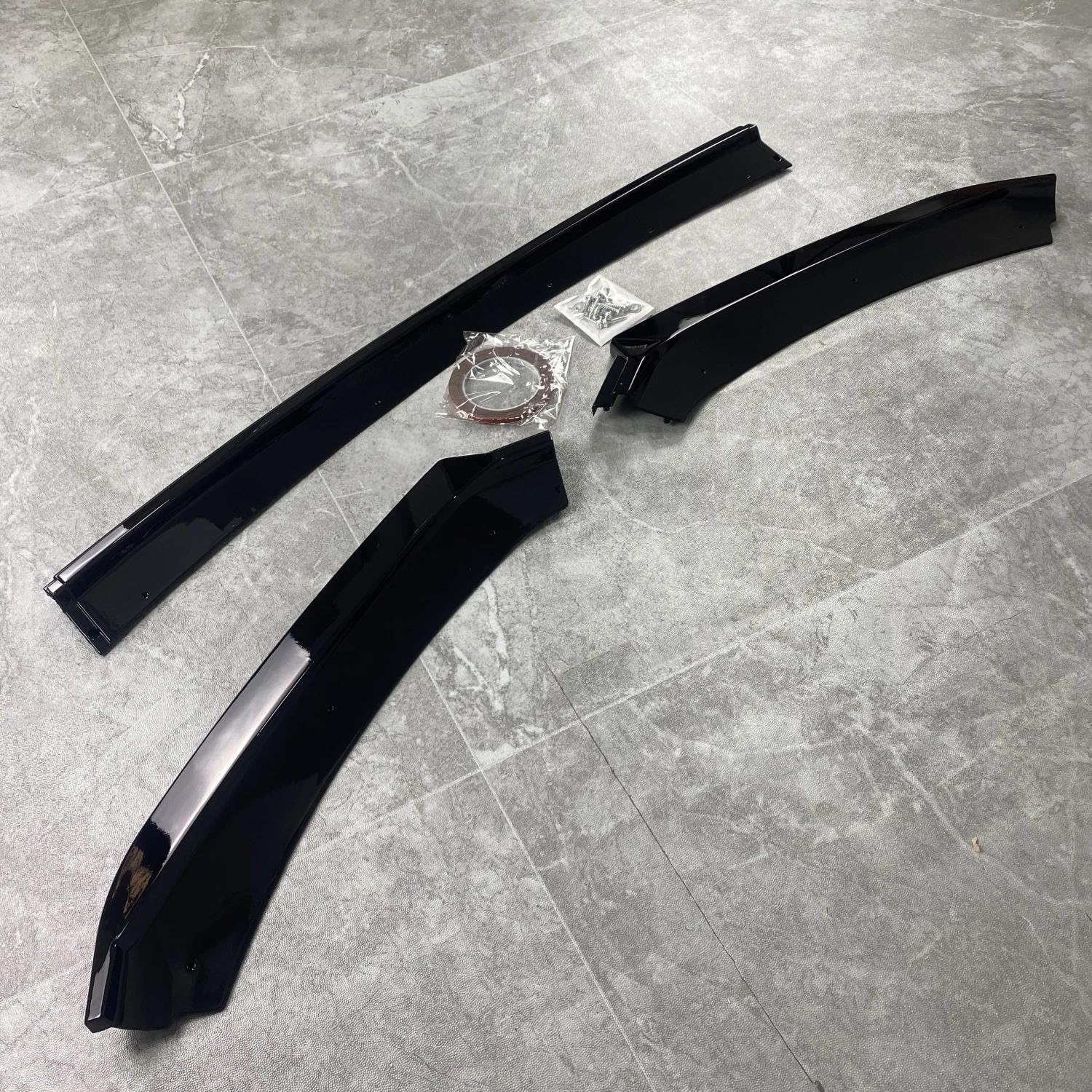para Seat para León 5F MK3 FR 2013-2016 Pre-Facelift - 3 Piezas - Difusor De Labio Delantero Negro Brillante Autopartes