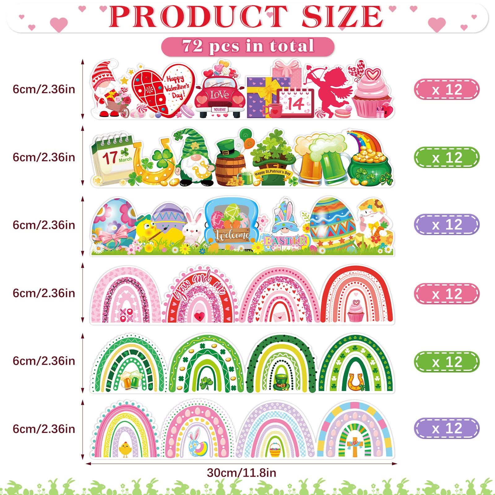 Snapklik.com : 72 Pieces Bulletin Board Borders Valentines Day St ...