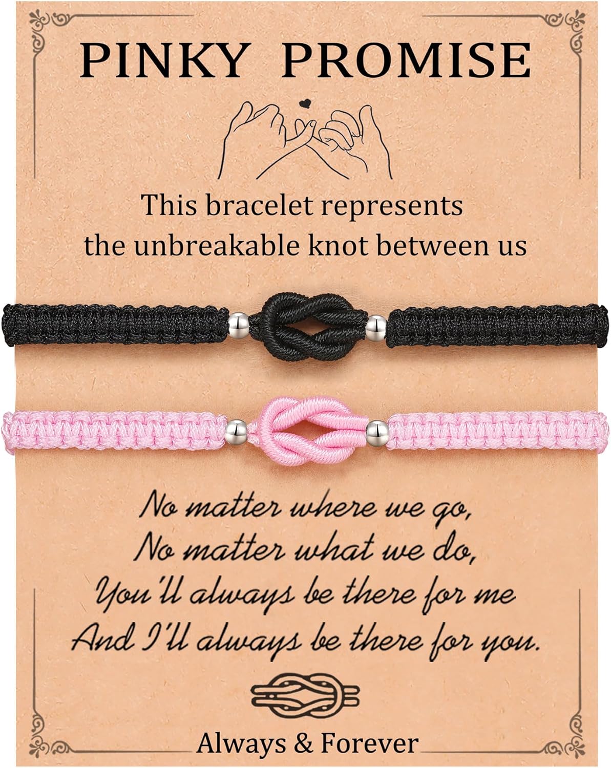 UNGENT THEM Pinky Promise Forever Love Knot Bracelets for Couples–Birthday Anniversary Valentines Christmas Gifts