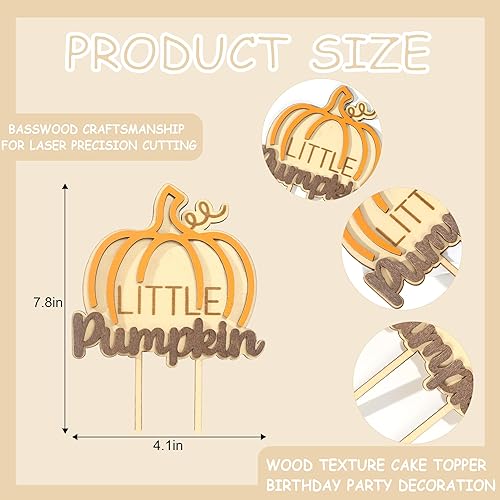 Miniatura 2 de BOOMPA Decoración de madera para pastel de calabaza de Halloween, decoración de pastel de primer cumpleaños, decoración de pastel de madera para