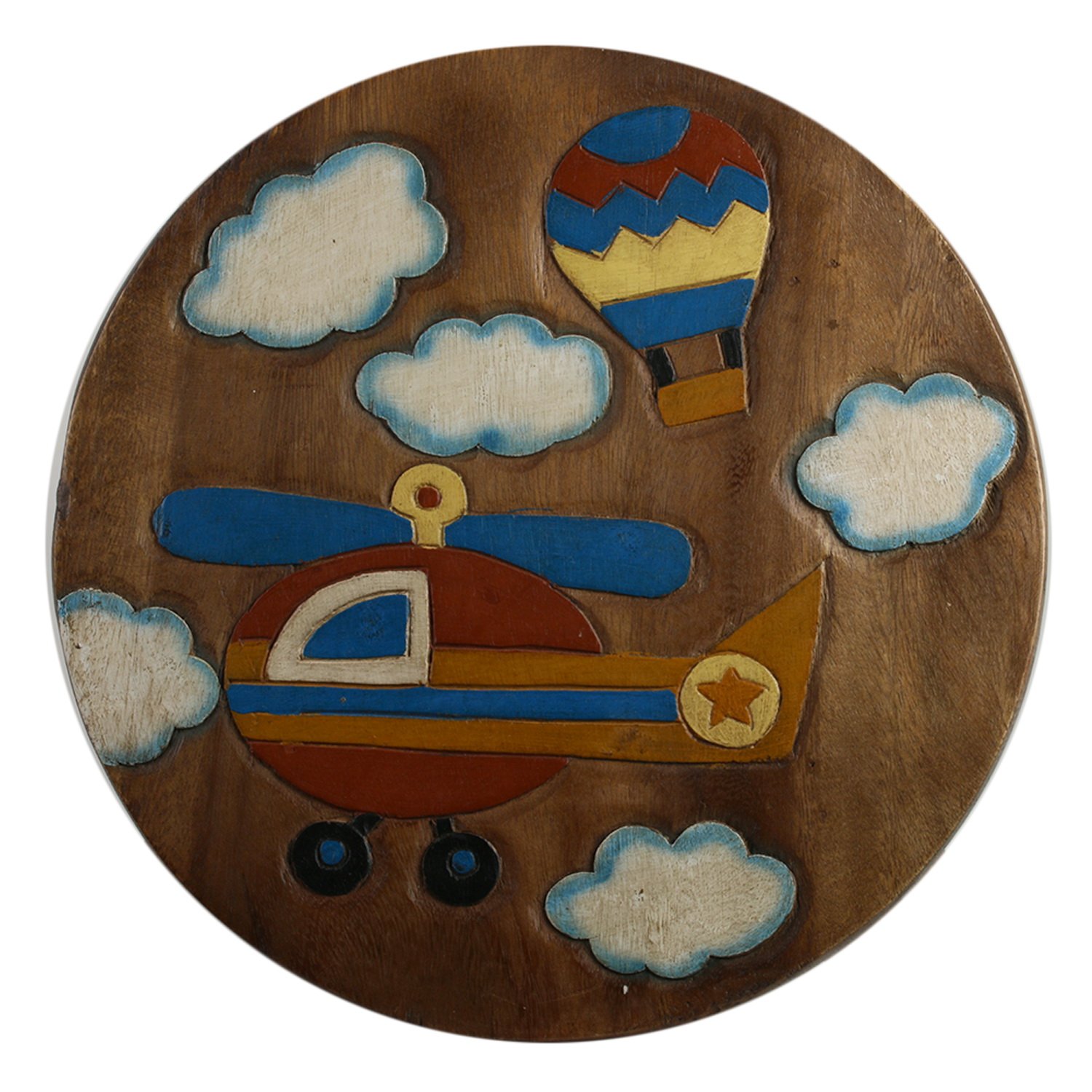 ART-CRAFT KH071 Kinderhocker Holz Schemel mit Motiv Hubschra