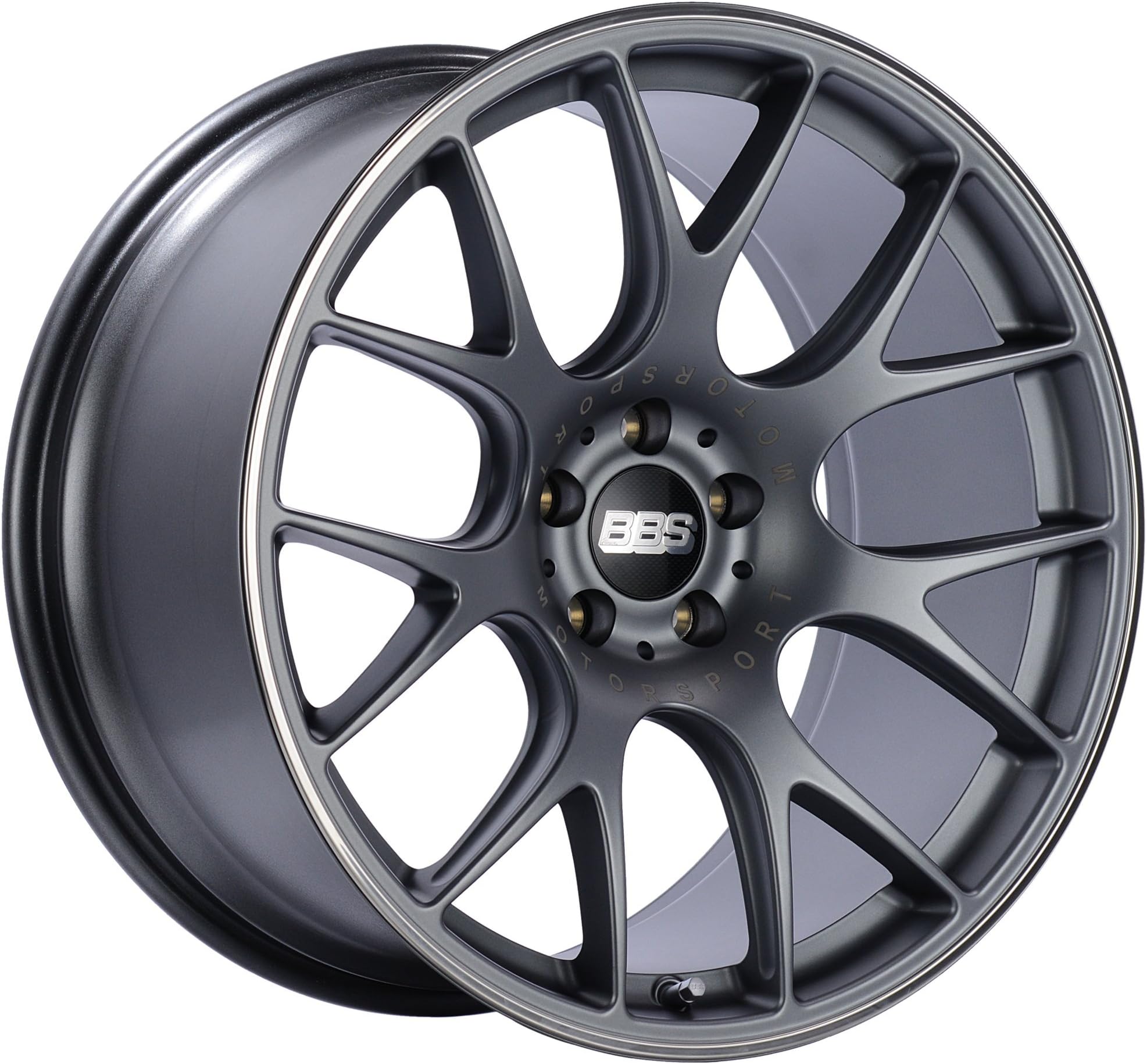 BBS CH-R Titanium Wheel with Painted Finish and Polished Stainless Steel Rim (19x8.5"/5x130mm, +51mm offset)