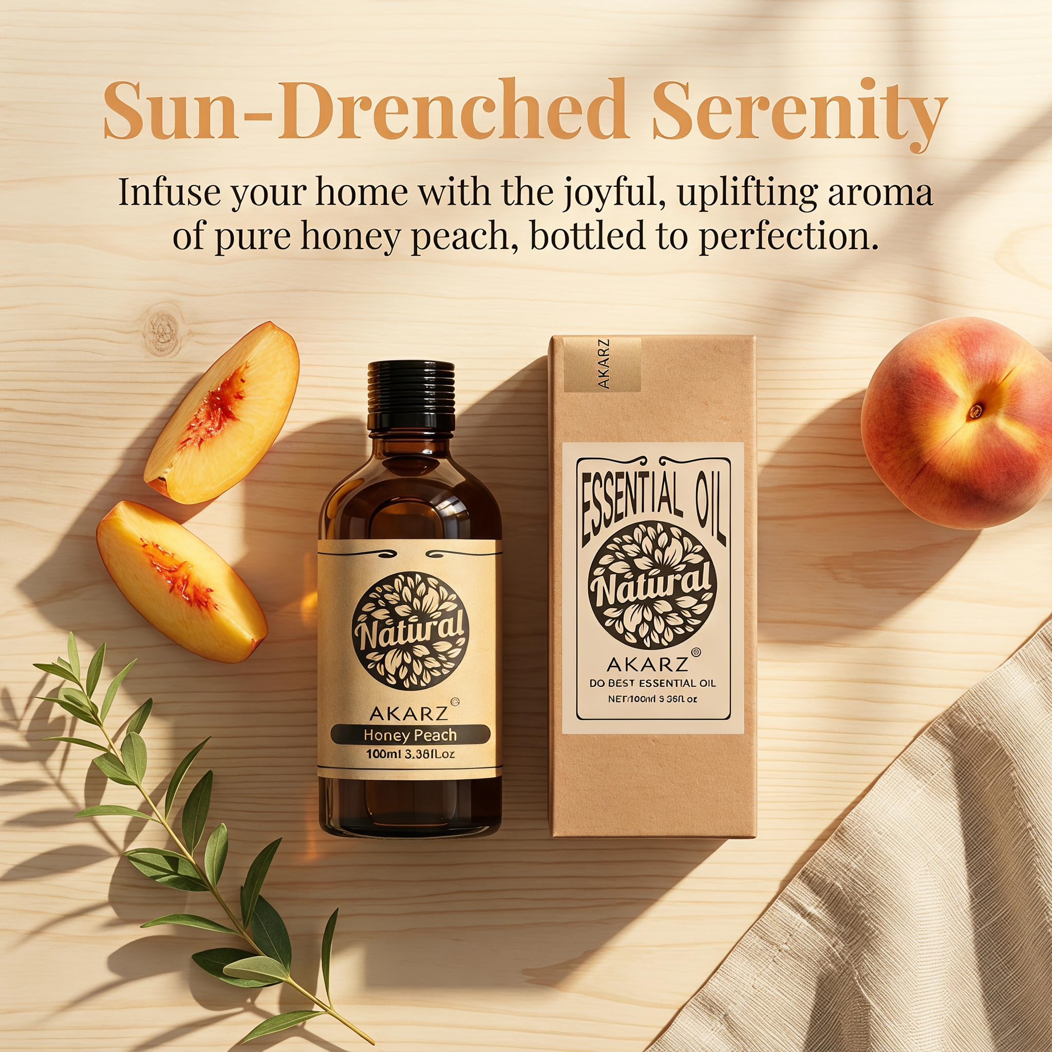 AKARZ 100ml Olejek esencjny z Brzoskwini - Naturalny olejek aromatyczny do dyfuzorów, lamp aromatycznych i aromatów pomieszczeń