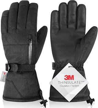 Unisex Waterproof Touchscreen Ski Gloves for Men Women, Winter Snow Gloves with Pocket