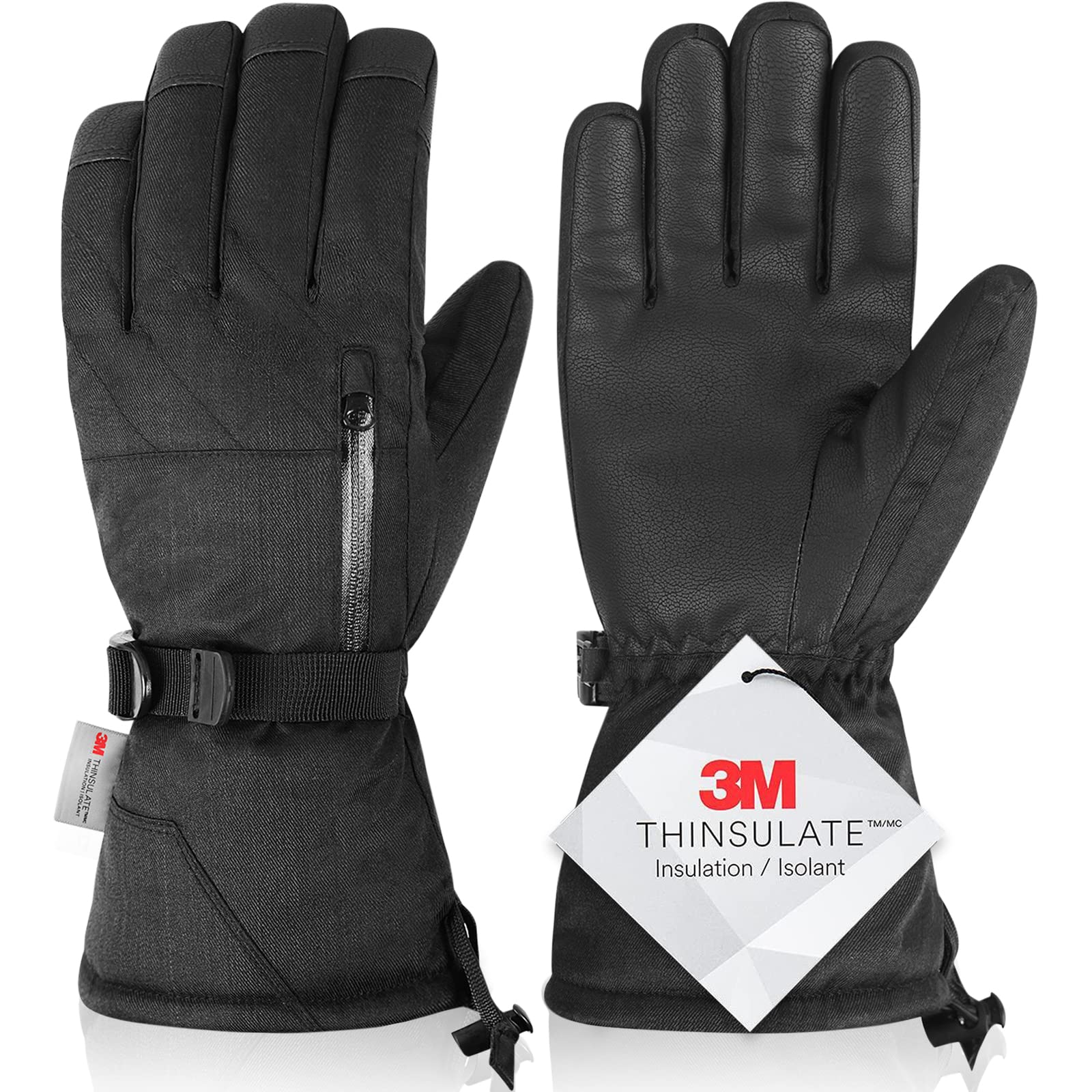 Magelfarm Unisex Waterproof Touchscreen Ski Gloves for Men Women, 3M Thinsulate Winter Snow Gloves with Pocket