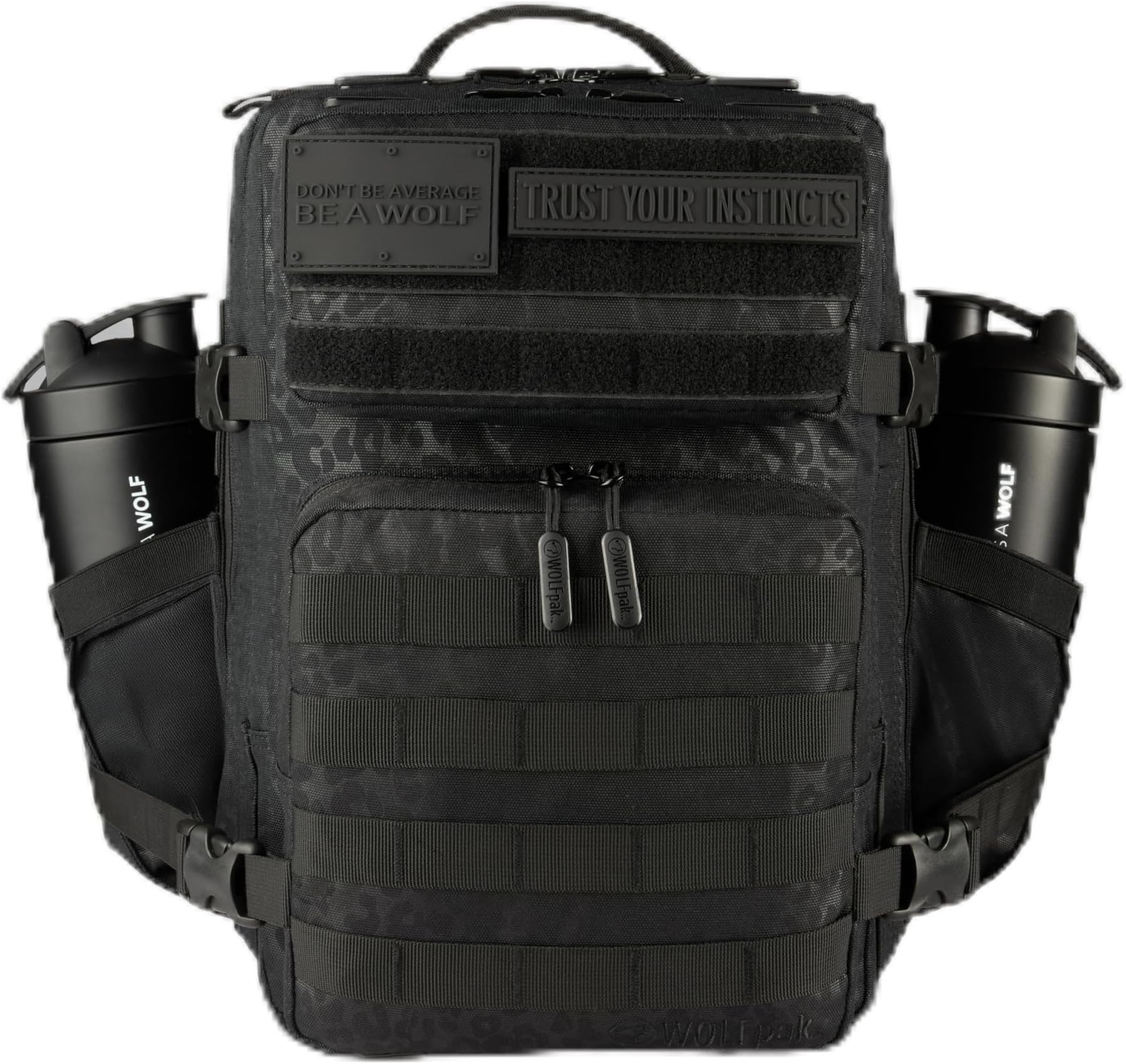 25L Athletic Gym Backpack - Durable 1000D Waterproof Oxford Material with MOLLE Webbing, Laptop Pocket & Dual Cup Holders, Durable Fitness/Travel/Military Daypack (Black Leopard)
