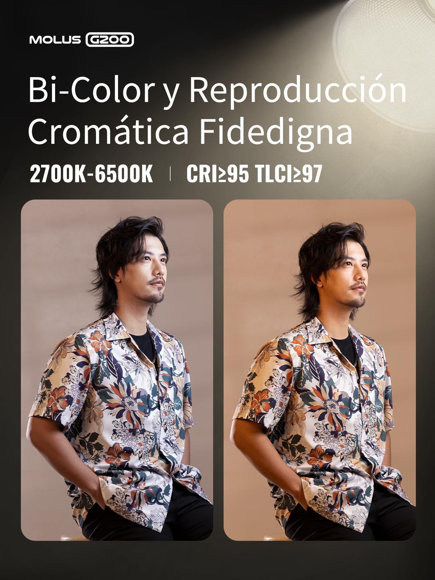 ZHIYUN MOLUS G200 [Oficial] 200W Luz de Video con Montura Bowens, Luz Continua fotografia con Sistema de enfriamiento DynaVort Ultra silencioso, Control de aplicación ZY Vega, 85800Lux/m 2700K-6500K
