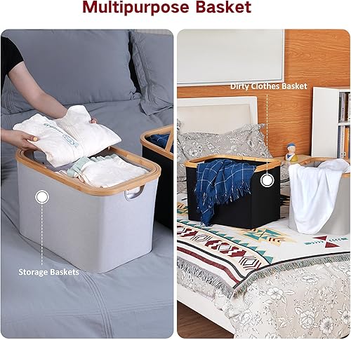 Miniatura 4 de Cesta de lavandería con asas, cestas plegables para lavandería, cesta de almacenamiento versátil y pequeña cesta de lavandería para juguetes, mantas