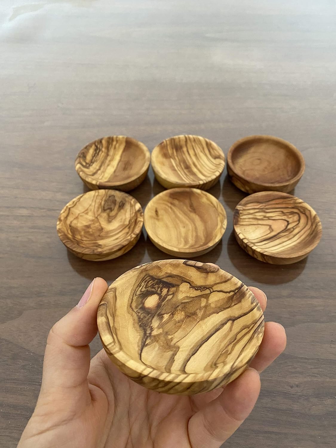 Featured Product Tubibu Olive Wood Mini Bowls Set of 6 Handmade Bowls, Handcrafted Wooden Mini Bowls
