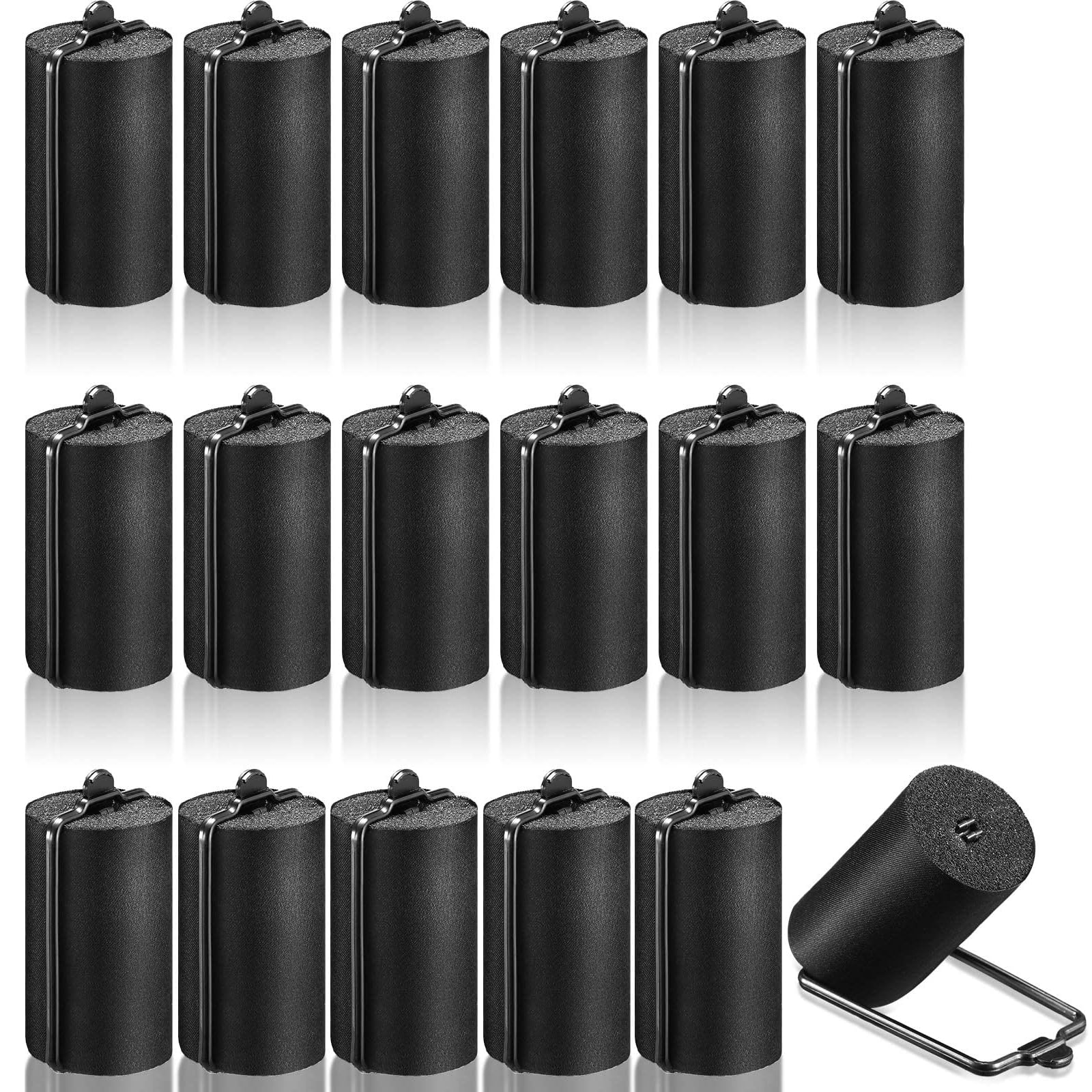 18 Pieces Hair Curlers, Satin/Foam/Sponge Silk-Covered Soft Rollers for Black Hair, 2.64 Inch Professional Hairdressing Styling Tools