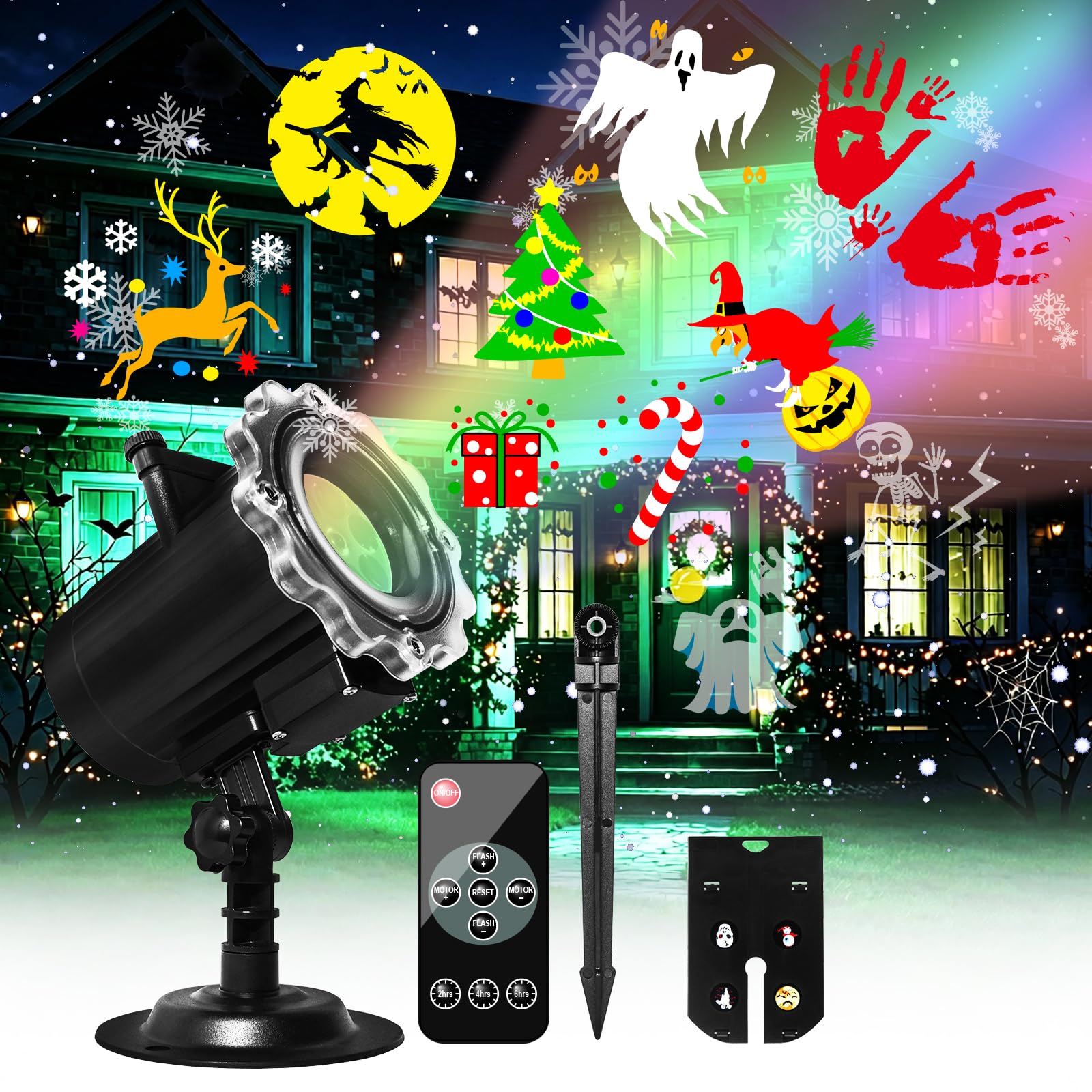 MOSSNDAR 64 Patrones Proyector Halloween Navidad Exterior Decoración