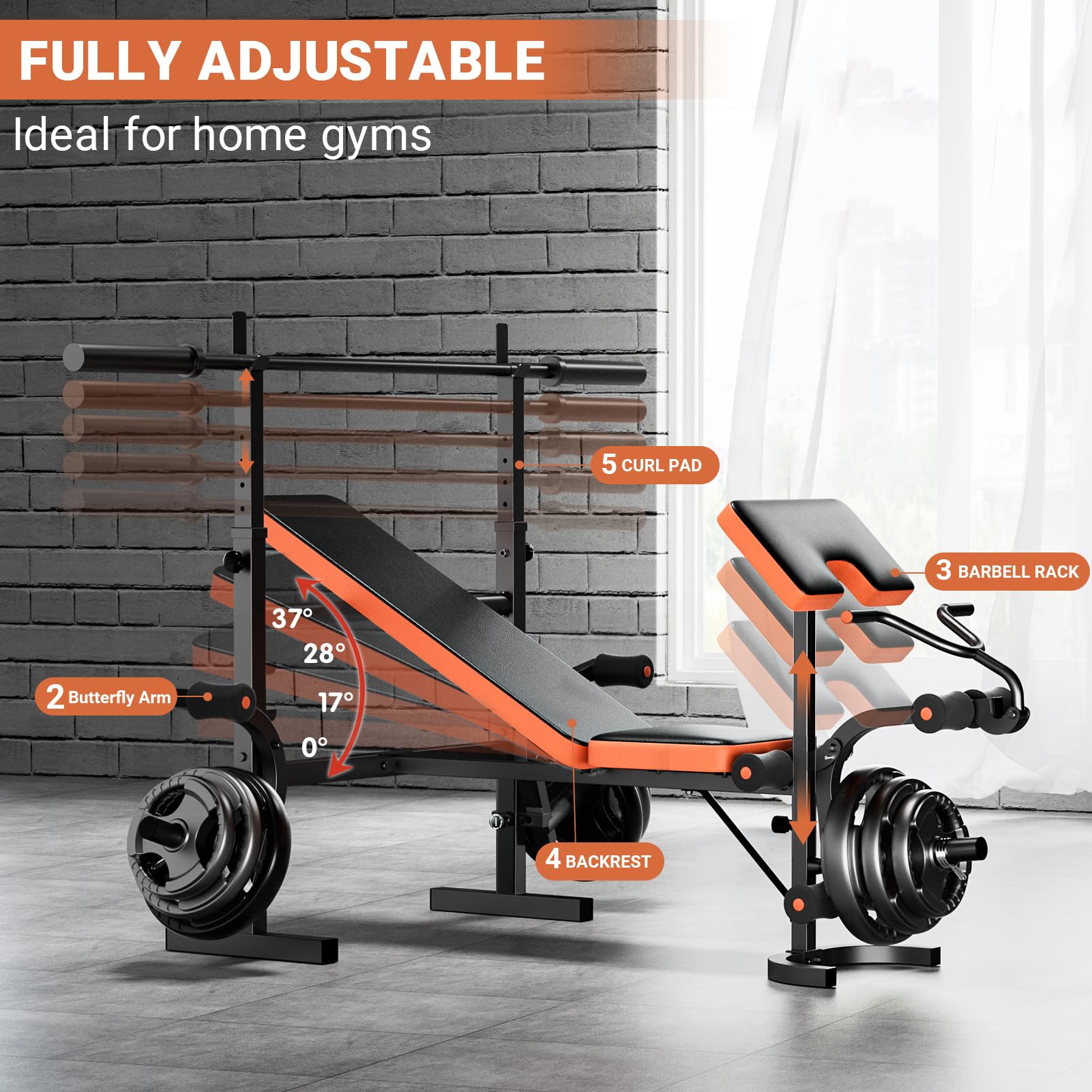 Adjustable Olympic Weight Bench with Squat Rack & Leg Developer | 770lbs Positions & Heavy Duty Frame, Designed for Bench Press, Squats, Dumbbell Training and Full Body Workouts