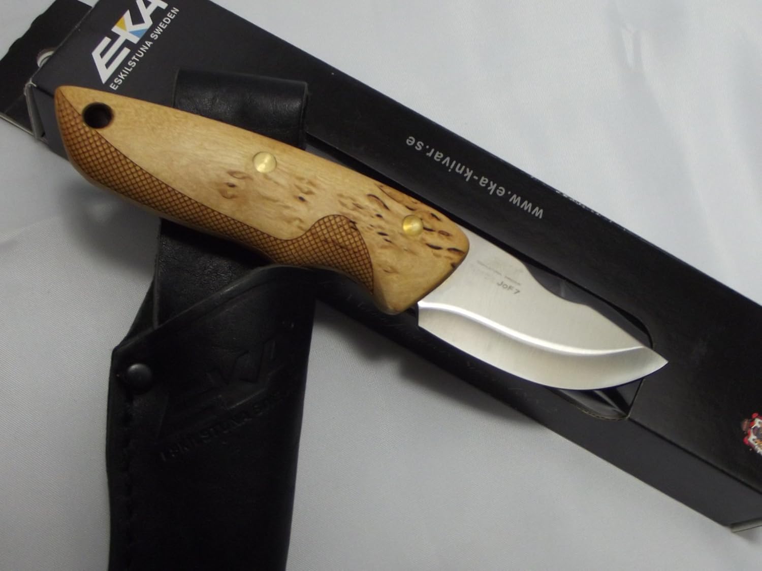 EKA Hunting Knife Nordic JoF7 Masur Birch EKA-618309 Leather Sheath