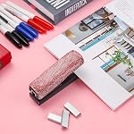 1pcs Bling Crystal Stapler with 1000 Staples Handmade Diamond Stapler Clay Rhinestones Machine Cute Staplers Pretty Office Stationery Kit (Pure Pink)