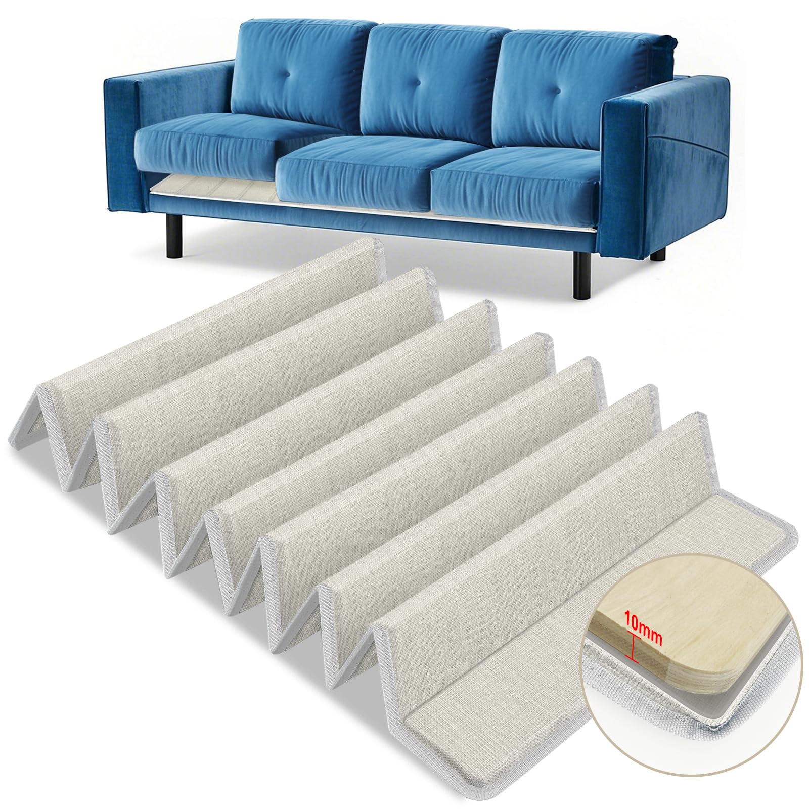 Coussin de soutien pour canapé d'assise affaissé, 60 x 170 cm, pliable, pièce de rechange, en bois, pour la plupart des canapés 3 places, beige