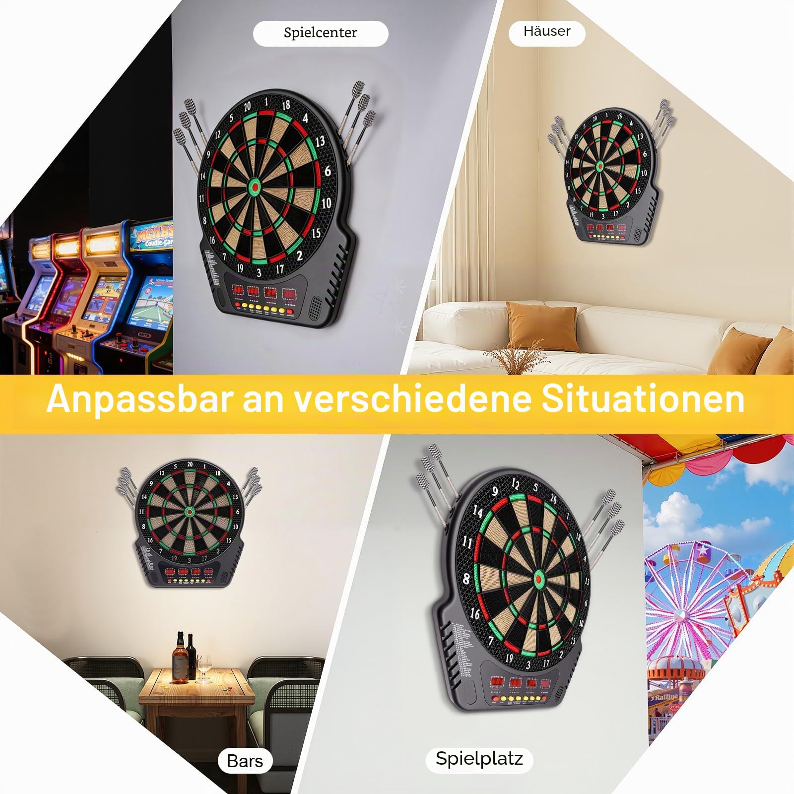 Elektronische Dartmaschine mit 27 Spielmodi bis zu 16 Spieler & Sprachansage für Kneipe Party und Zuhause