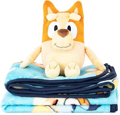 Miniatura 3 de Jay Franco Juego de manta de viaje de 40 x 50 pulgadas de Bingo de felpa para niños, súper suave, juego de manta Bluey de 2 piezas