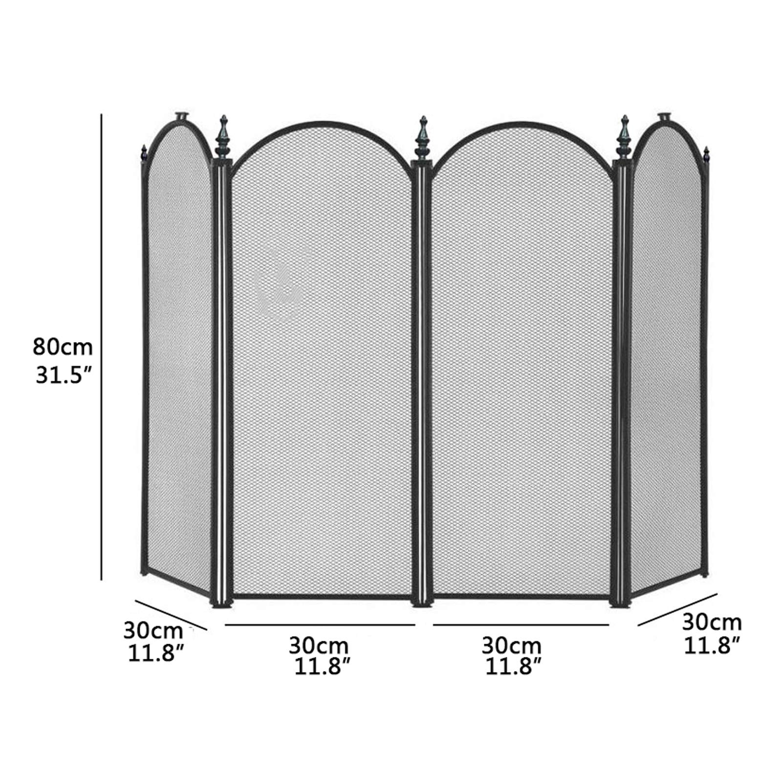 Salvachispas Chimenea Pantalla de chimenea grande 4 Panel de hierro de hierro Pantalla de chimenea Metal decorativo Malla de acero sólido cubierta de protección de chispa herramientas al aire libre Ac