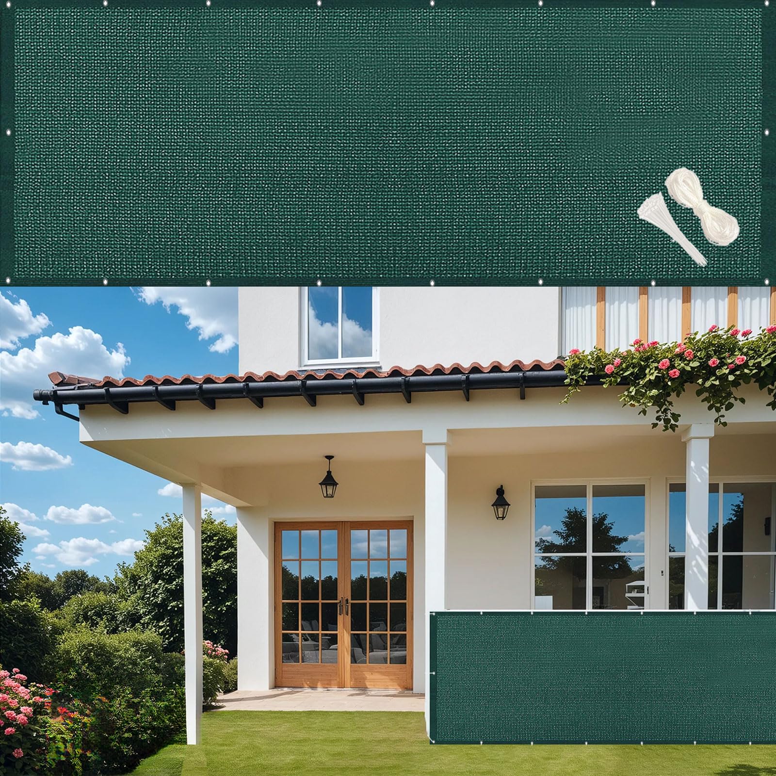 Bâche de balcon respirante 95x480 cm pour ombrager un salon de jardin en été