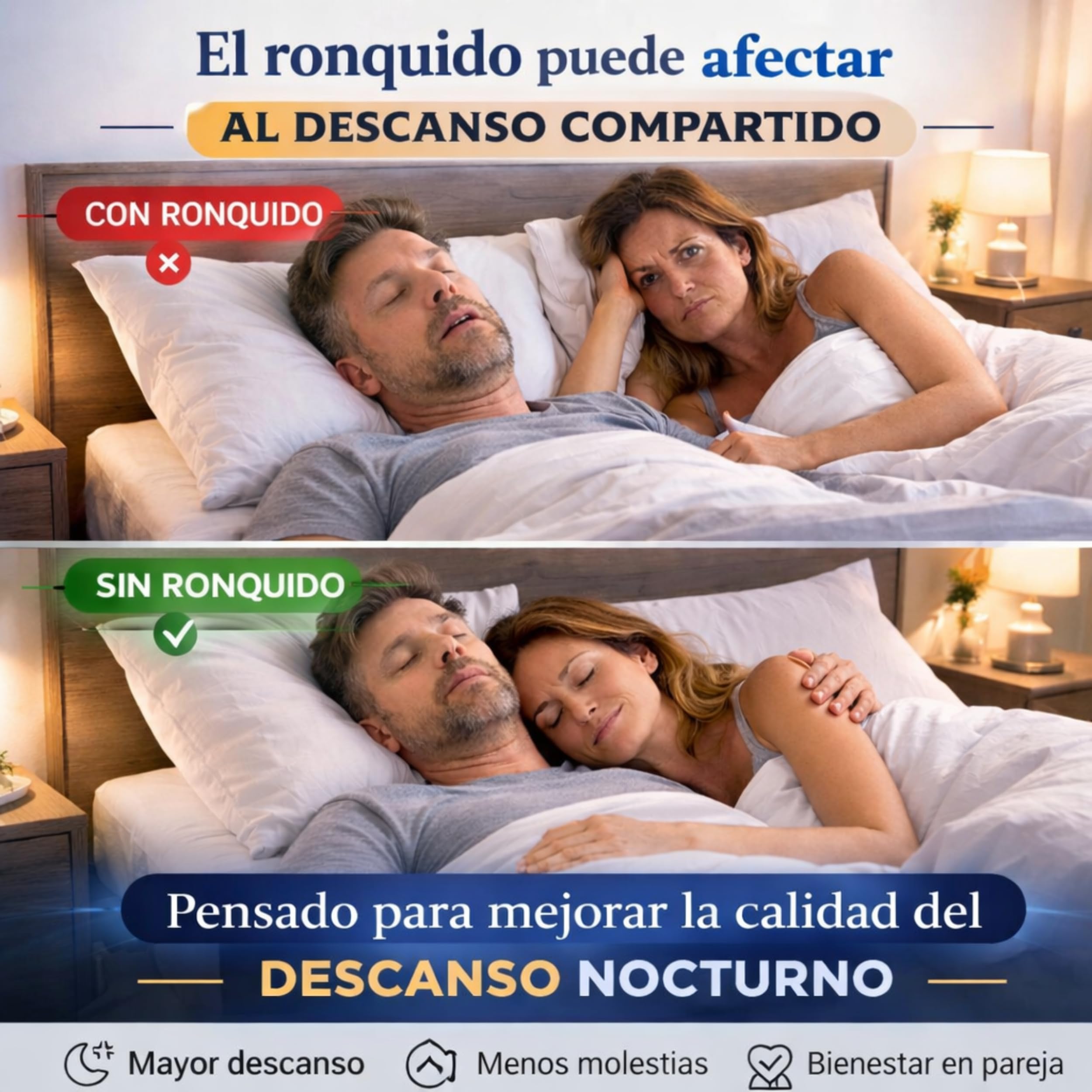 Férula Antirronquidos Ajustable para Dormir – Dispositivo de Avance Mandibular Termomoldeable | Ayuda a Reducir los Ronquidos | Fácil de Usar e Incluye Cepillos de Limpieza para mayor Higiene