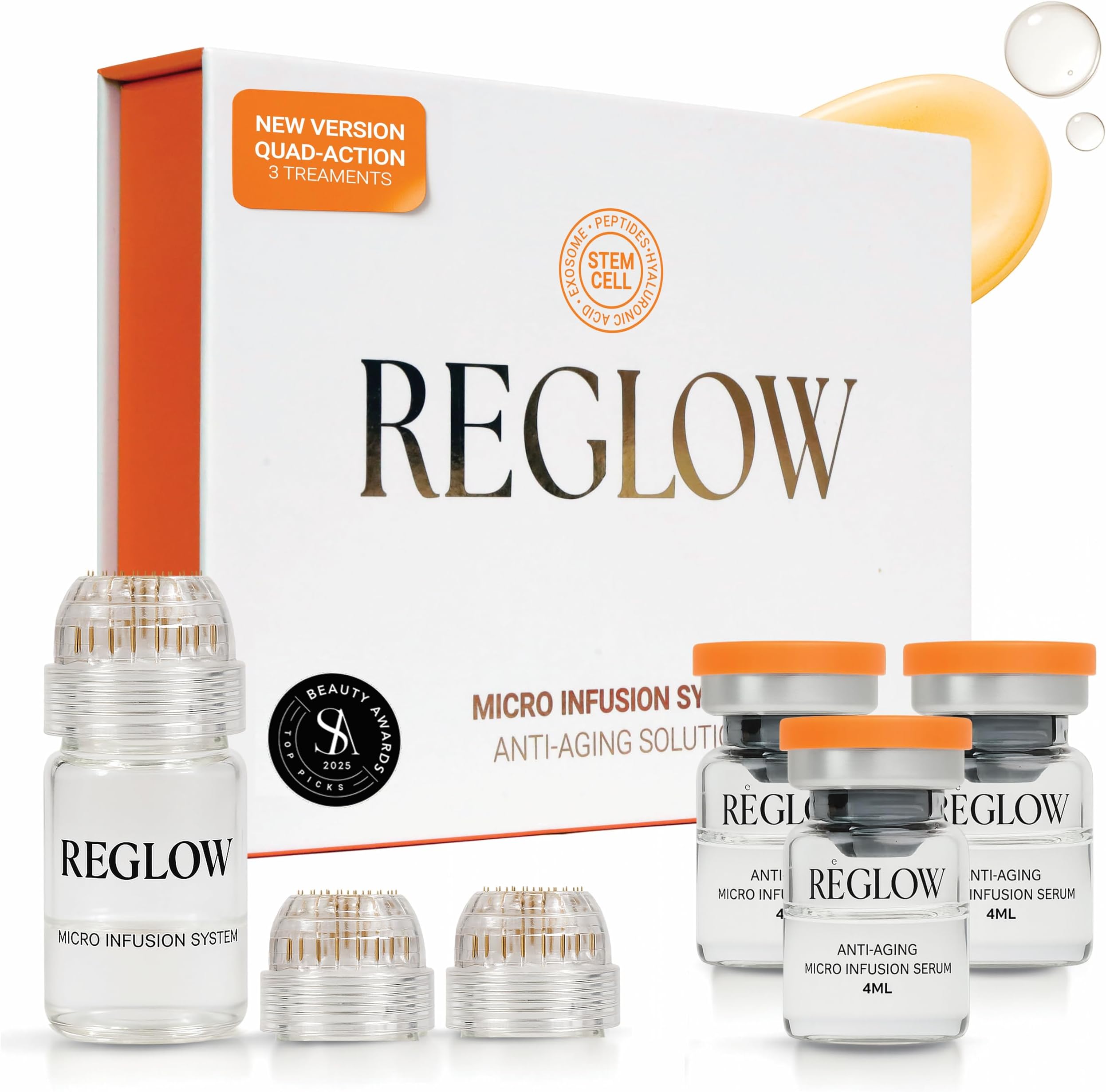 ReGlow Micro-Infusion with Quadra-Action Exosome & Stem Cell Serum for Face, Facial Treatment for Radiance, Smoother and Firmer-Looking Skin for All Skin Types, 6 Treatments New 24ml