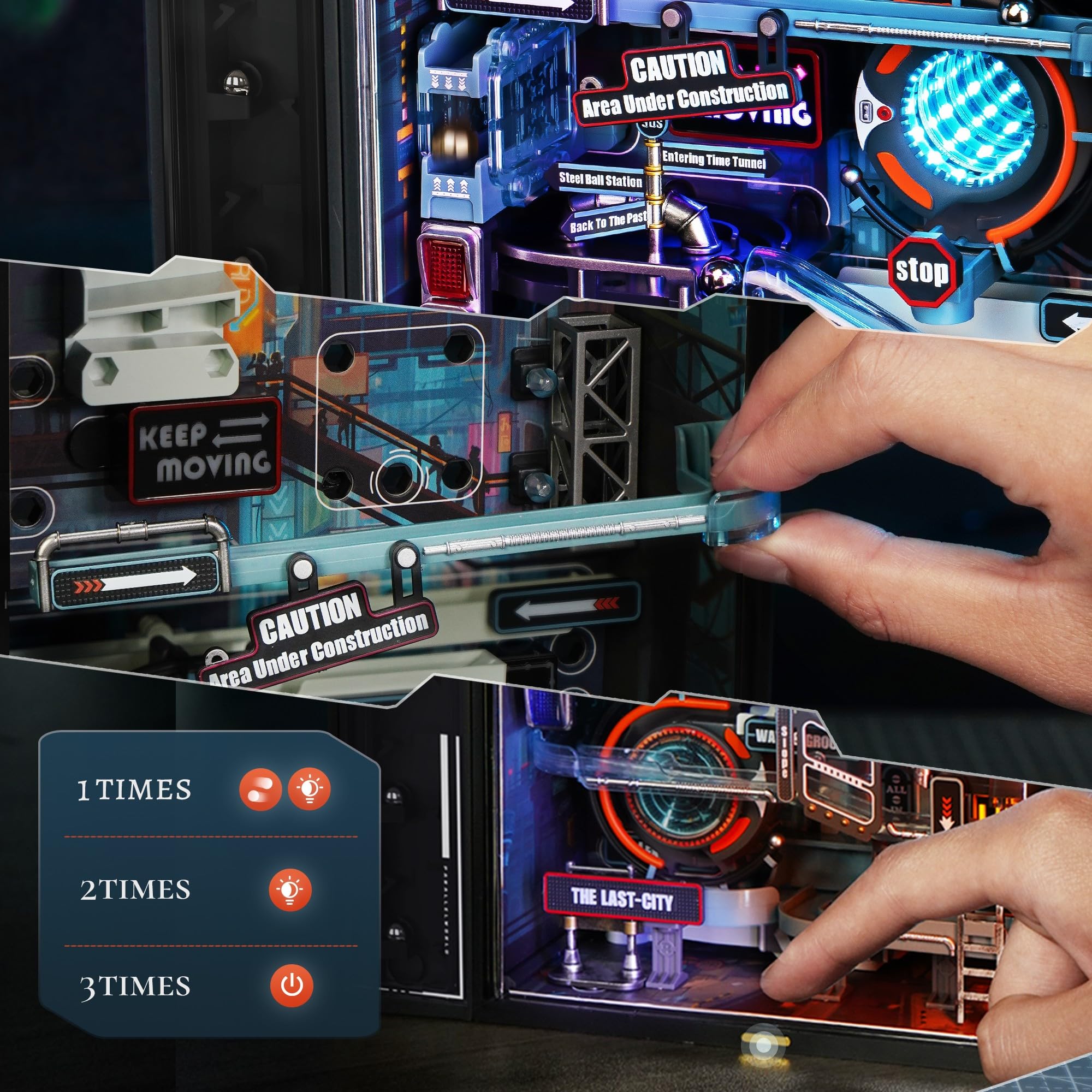 ROKR Kugelbahn Last City 3D Puzzle Erwachsene Modell Gaming Deko Setup Erweiterungsfähige Kits Cyberpunk Geschenkidee für Männer-Parallel World MR01S