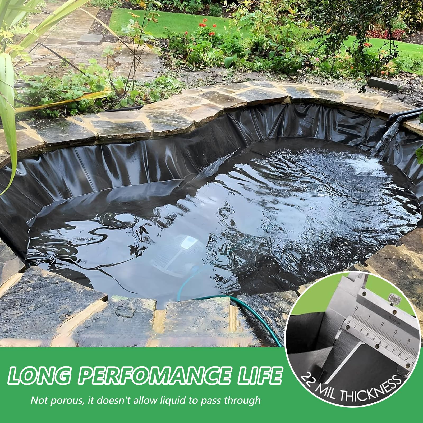 DAZZTIME Telo per Laghetto da Giardino,Telo Laghetto,Fodera Laghetto Flessibile 3x4m,Rivestimento per Laghetti,0.5mm Spessore,per Laghetti,Laghetti,Laghetti,Giardini Acquatici,Fontane