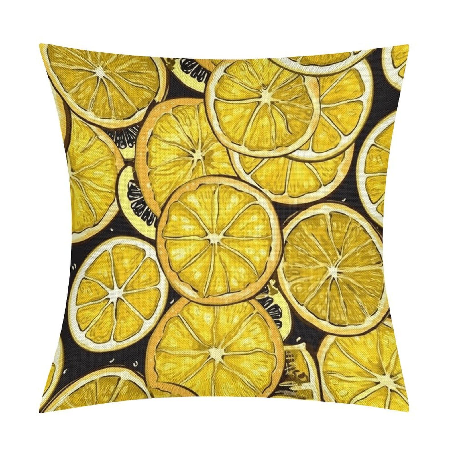 Adfgyerh Style Sliced Lemon Wallpaper Pillow Covers Soft And Comfortable Invisible Zipper ，Home Decor 18X18 Inch Edging Technology，Throw Pillow Covers For Couch Sofa Bedroom Living Room.