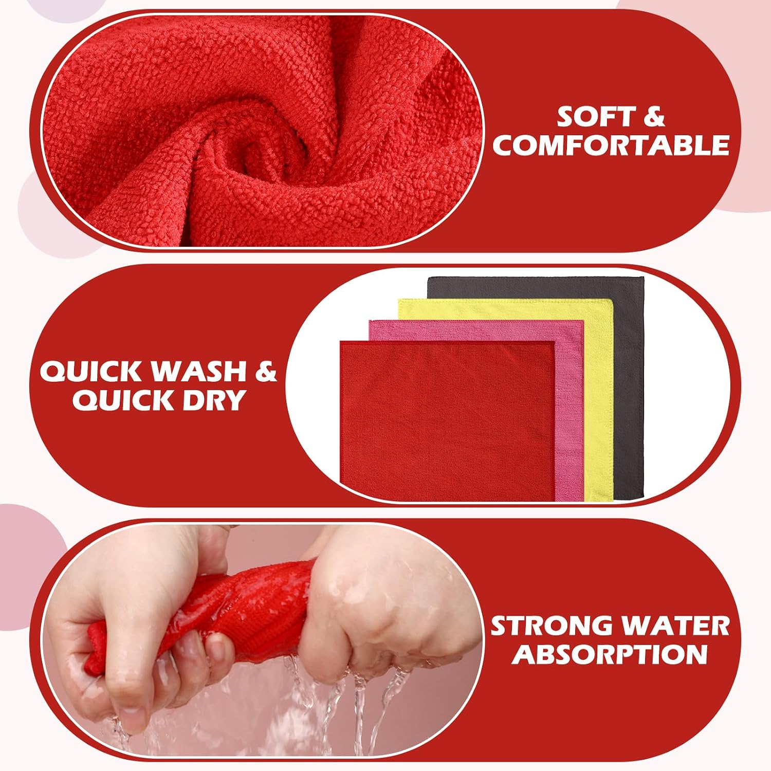 Newwiee 40 Pcs Cotton Face Wash Cloths,12 X 12 Inch,Colorful image 3