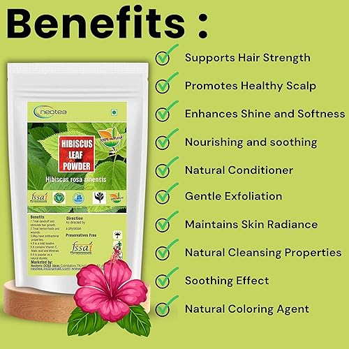 Miniatura 2 de Neotea Hibiscus rosa-sinensis Sembaruthi Leaf Powder Polvo de hoja de hibisco 300gm Paquete de 1
