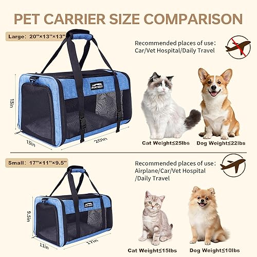 Vista 39 de Transportador de mascotas TSA aprobado por aerolíneas para gatos pequeños y cachorros, transportador suave para mascotas de hasta 15 libras, bolsa